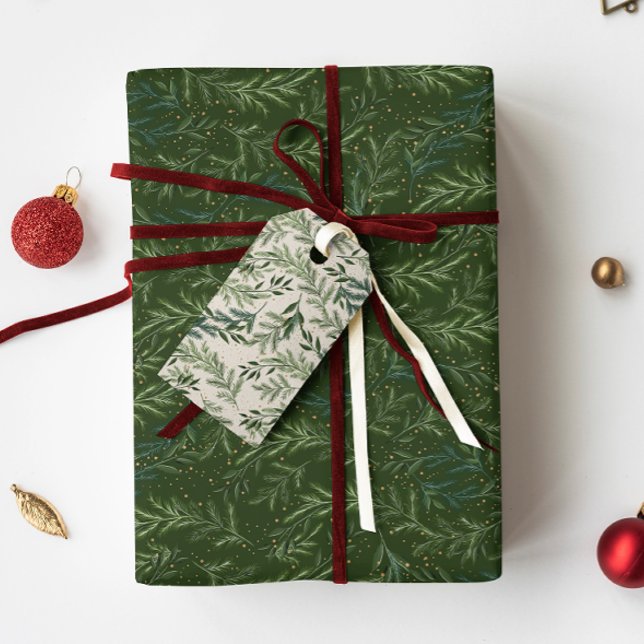 Dark Green Classic Pine Wreath Christmas Holiday Wrapping Paper (Creator Uploaded)