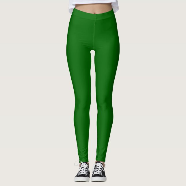 Dark Green Colour Solid Plain Leggings (Front)