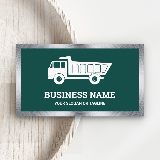 Dark Green Construction Hauling Dump Truck Business Card (Creator Uploaded)