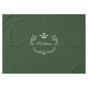 Dark Green Crown Crest Personalised Tablecloth