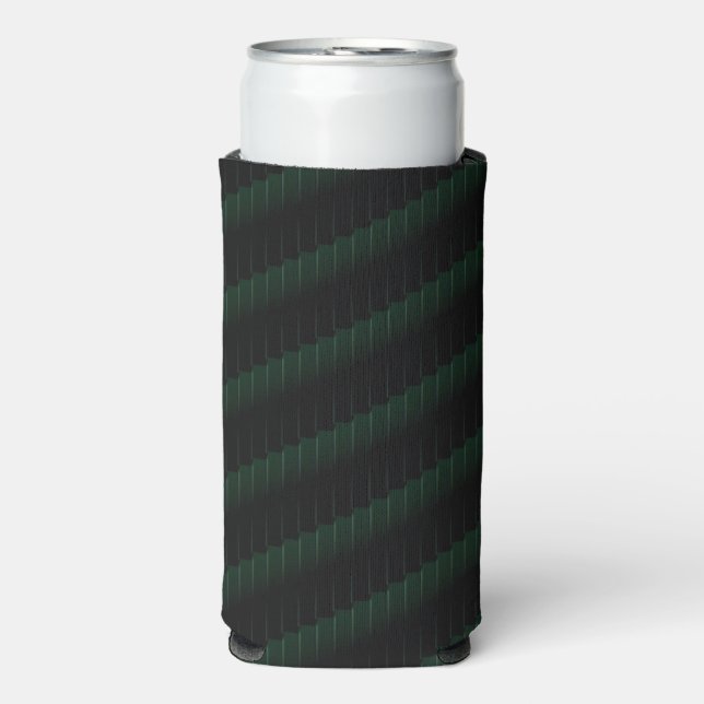 Dark green diagonal lines black seltzer can cooler (Seltzer Front)