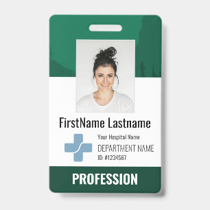 Dark Green Doctor, Nurse, Health Aide Photo ID Badge