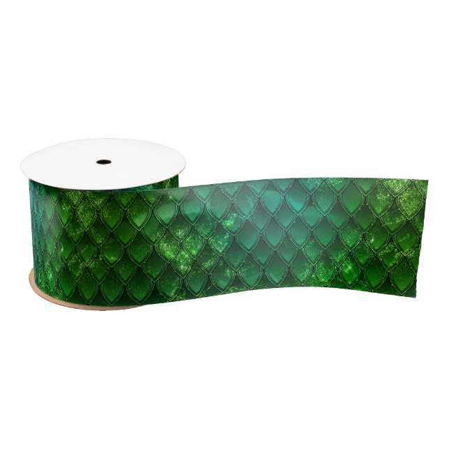 Dark Green Dragon Scales Satin Ribbon (Spool)