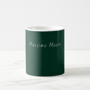 Dark Green Elegant Casual Own Name Handwriting Coffee Mug