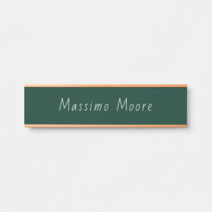 Dark Green Elegant Casual Own Name Handwriting Door Sign