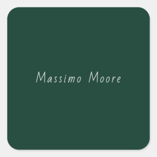 Dark Green Elegant Casual Own Name Handwriting Square Sticker