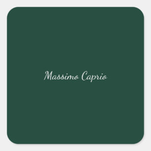 Dark Green Elegant Casual Own Name Handwriting Square Sticker