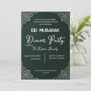 Dark Green elegant EID MUBARAK Invitation