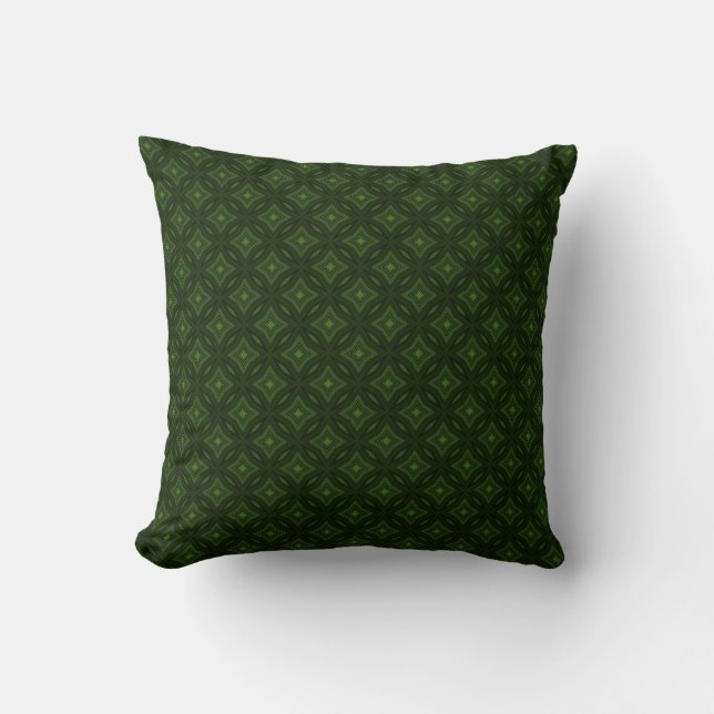 Dark green elegant geometric tile pattern cushion (Front)