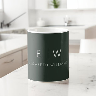 Dark Green Elegant Modern Minimalist Monogram Name Coffee Mug
