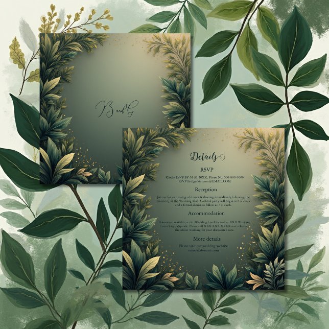 dark green elegant nature wedding enclosure card (Creator Uploaded)