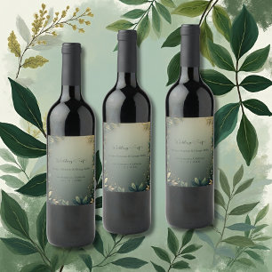 dark green elegant nature wedding wine label