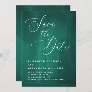 Dark green elegant script. Emerald calligraphy Save The Date