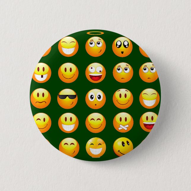dark green emoji 6 cm round badge (Front)