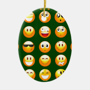 dark green emoji ceramic tree decoration