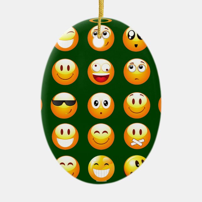 dark green emoji ceramic tree decoration (Front)