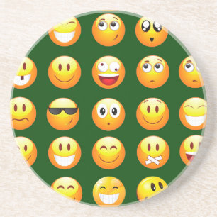 dark green emoji coaster