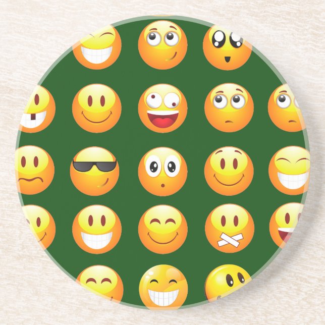 dark green emoji coaster (Front)