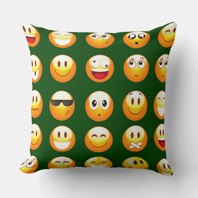 dark green emoji cushion (Front)