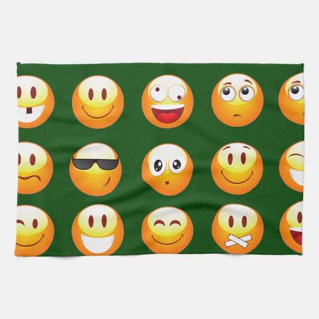 dark green emoji tea towel (Horizontal)