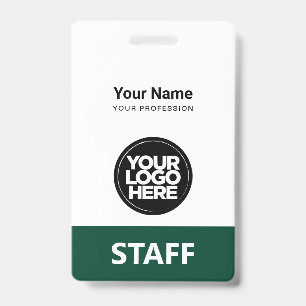 Dark Green Employee Name Business Logo Staff Tag ID Badge