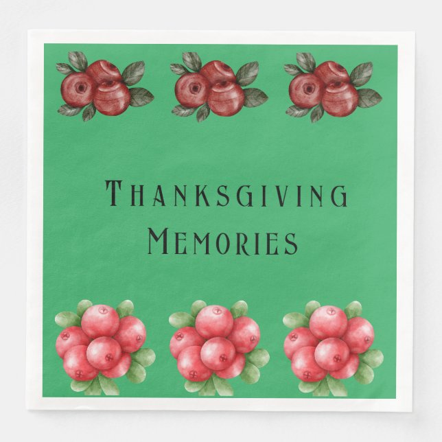 Dark Green Fall Themed Thanksgiving  Napkin (Front)