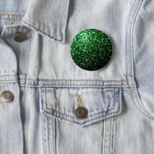 Dark green faux glitter sparkles 6 cm round badge