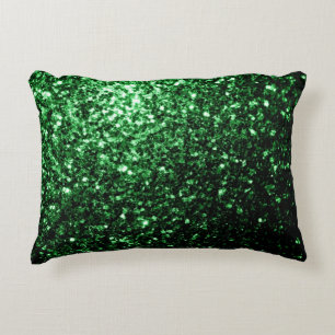 Dark green faux glitter sparkles decorative cushion