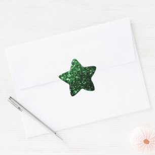 Dark green faux glitter sparkles star sticker