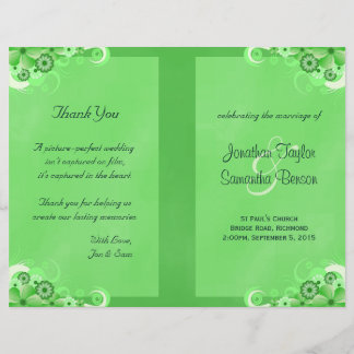 Dark Green Floral Bi Fold Wedding Program