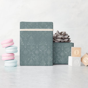 Dark Green Floral Damask Wrapping Paper Roll