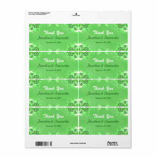 Dark Green Floral Large Wedding Favour Labels