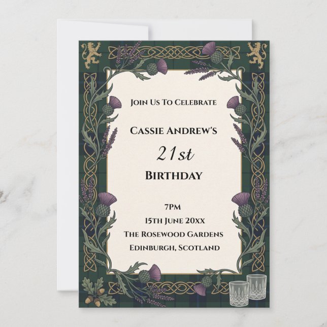 Dark Green Floral Milestone Birthday Invitation (Front)