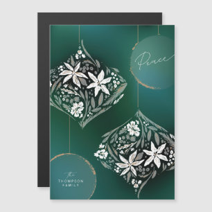 Dark Green Floral Ornament Non-Photo Holiday Card