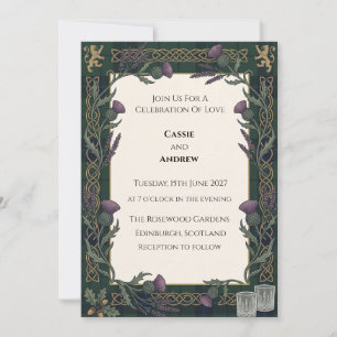 Dark Green Floral Wedding Invitation