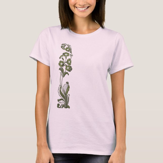 Dark Green Flowers (Front and back) T-Shirt (Front)