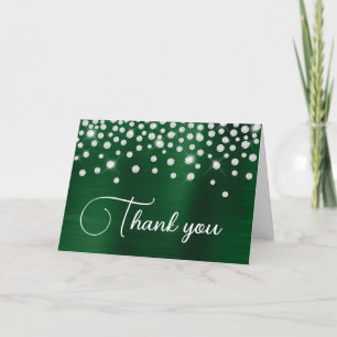 Dark Green Foil Diamond Confetti 50th Birthday Thank You Card