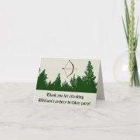 Dark Green Forest Archery Birthday Thank You Note