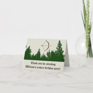 Dark Green Forest Archery Birthday Thank You Note Card