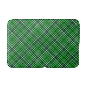 Dark Green & Forest Green Plaid Pattern Bath Mat