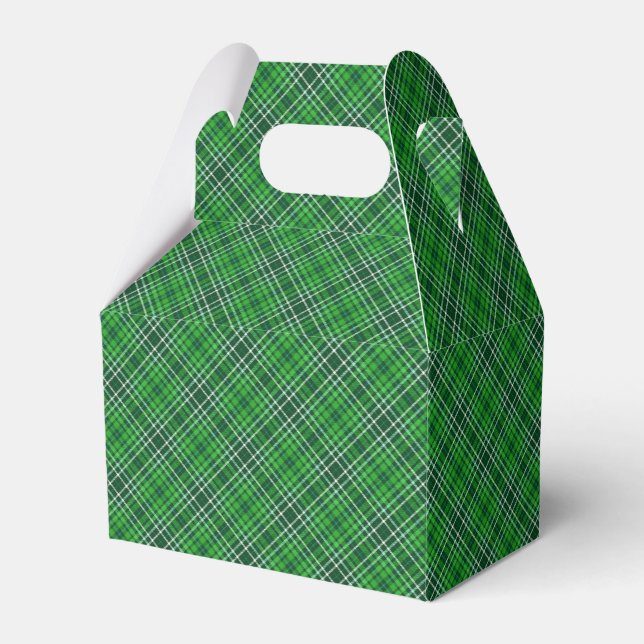 Dark Green & Forest Green Plaid Pattern Favour Box (Front Side)