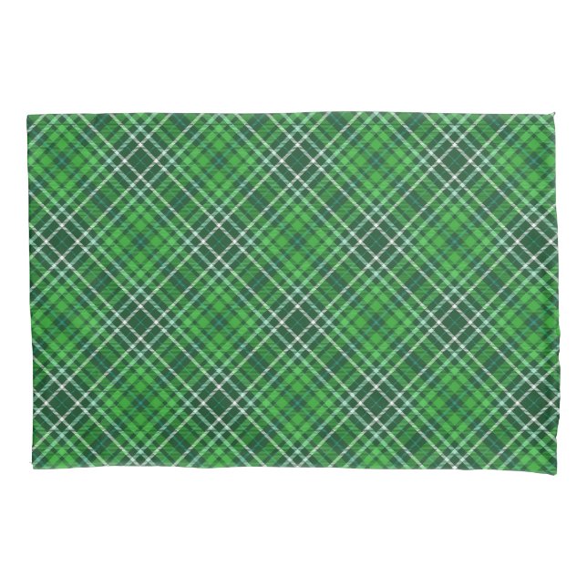 Dark Green & Forest Green Plaid Pattern Pillowcase (Front-Left)