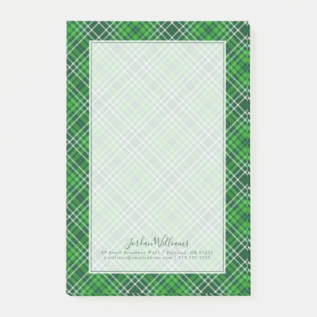 Dark Green & Forest Green Plaid Pattern Post-it Notes (Front)