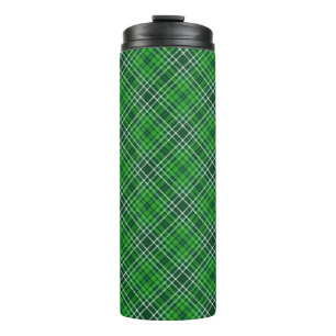 Dark Green & Forest Green Plaid Pattern Thermal Tumbler