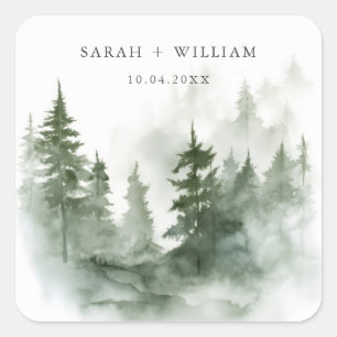 Dark green forest Wedding Sticker