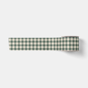 Dark Green Gingham Buffalo Check Christmas Satin Ribbon