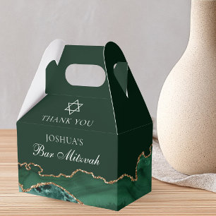 Dark Green Gold Bar Mitzvah Personalised Party Favour Box