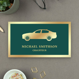 Dark Green Gold Car Professional Chauffeur Business Card