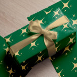 Dark green gold elegant stars pattern Christmas  Wrapping Paper<br><div class="desc">Elegant simple faux gold sparkling stars pattern Christmas holiday forest green gift wrapping paper.</div>