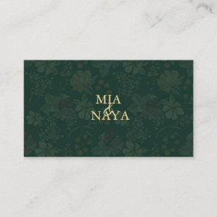 Dark Green Gold Floral Luxury Brand Business Card